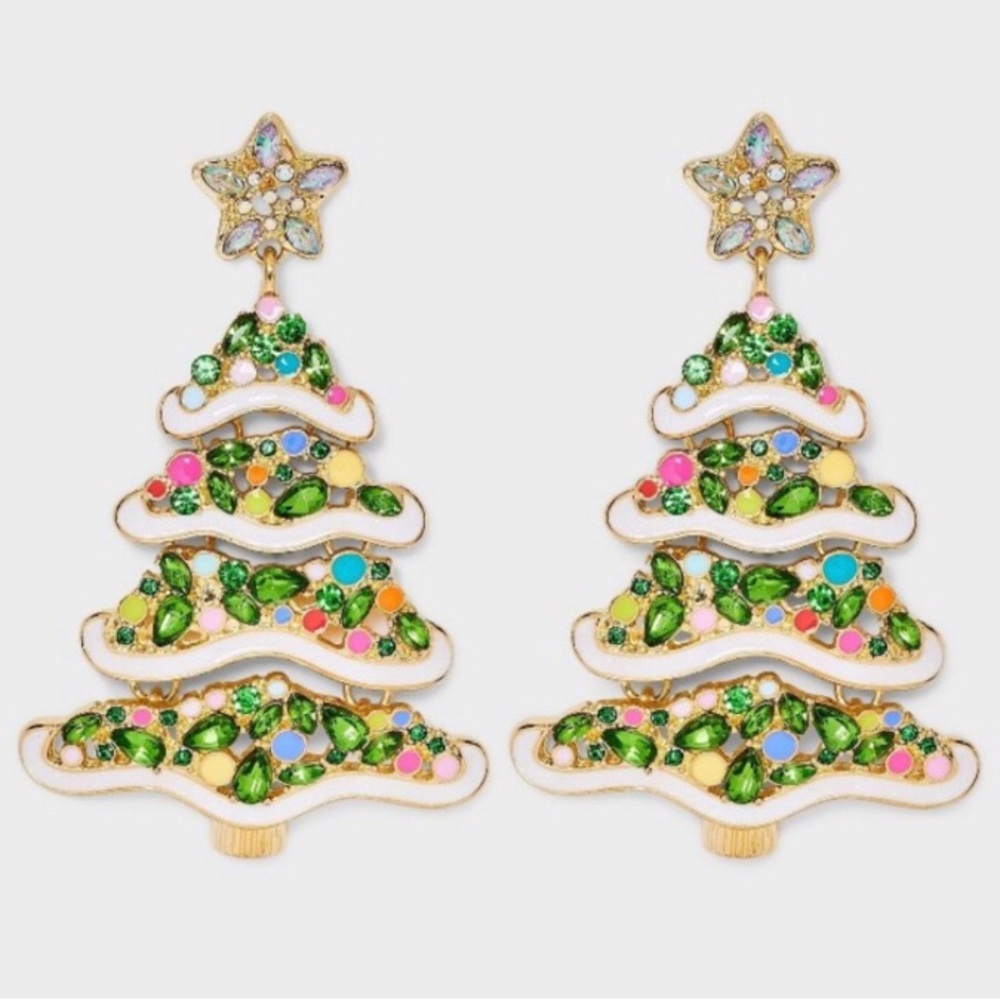 🎄 NWT - Sugarfix by Baublebar Christmas Tree Statement Earrings. Drop earrings